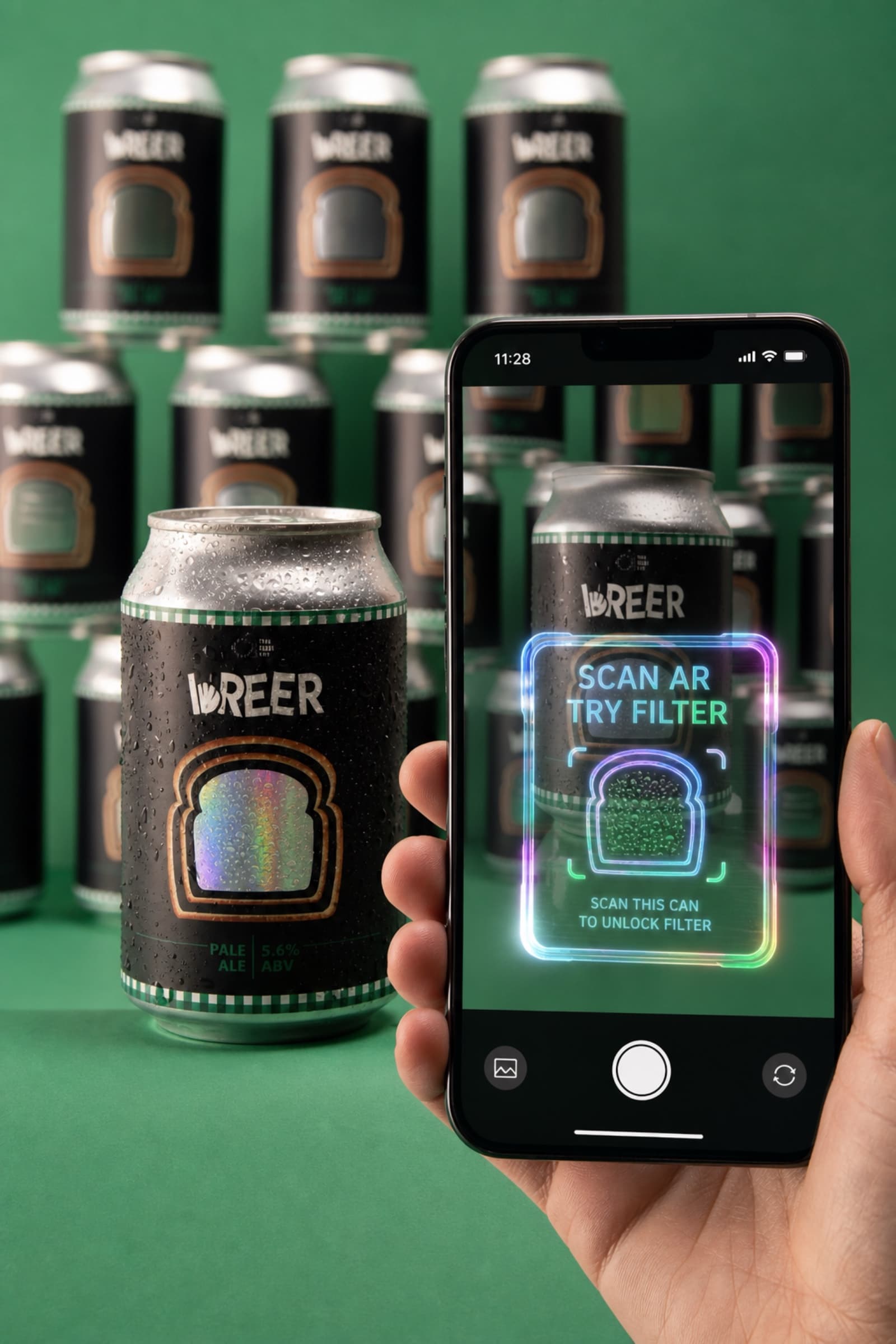 Phone scanning a connected beer can